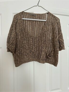 Rubbish Brown/Green Oversized Cropped Sweater